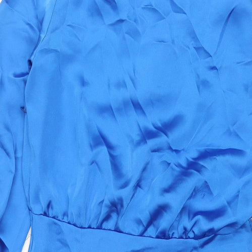 Zara Womens Blue Polyester Shift Size M V-Neck Zip