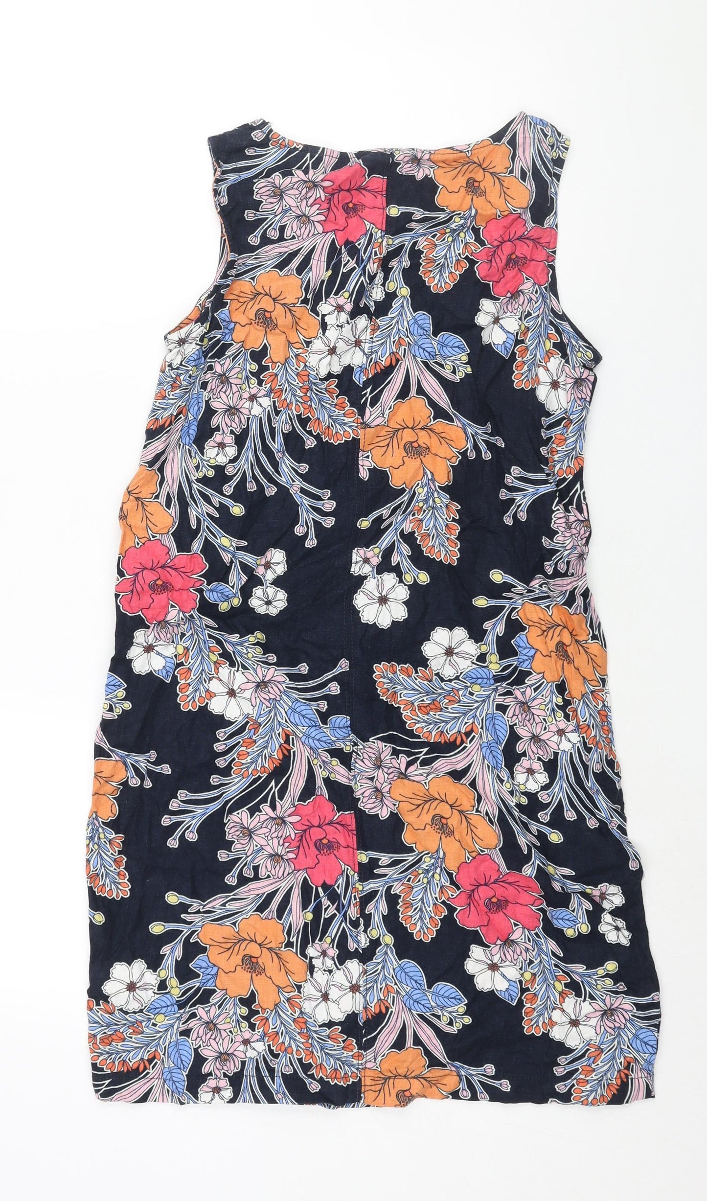 NEXT Womens Multicoloured Floral Linen Shift Size 10 V-Neck Pullover