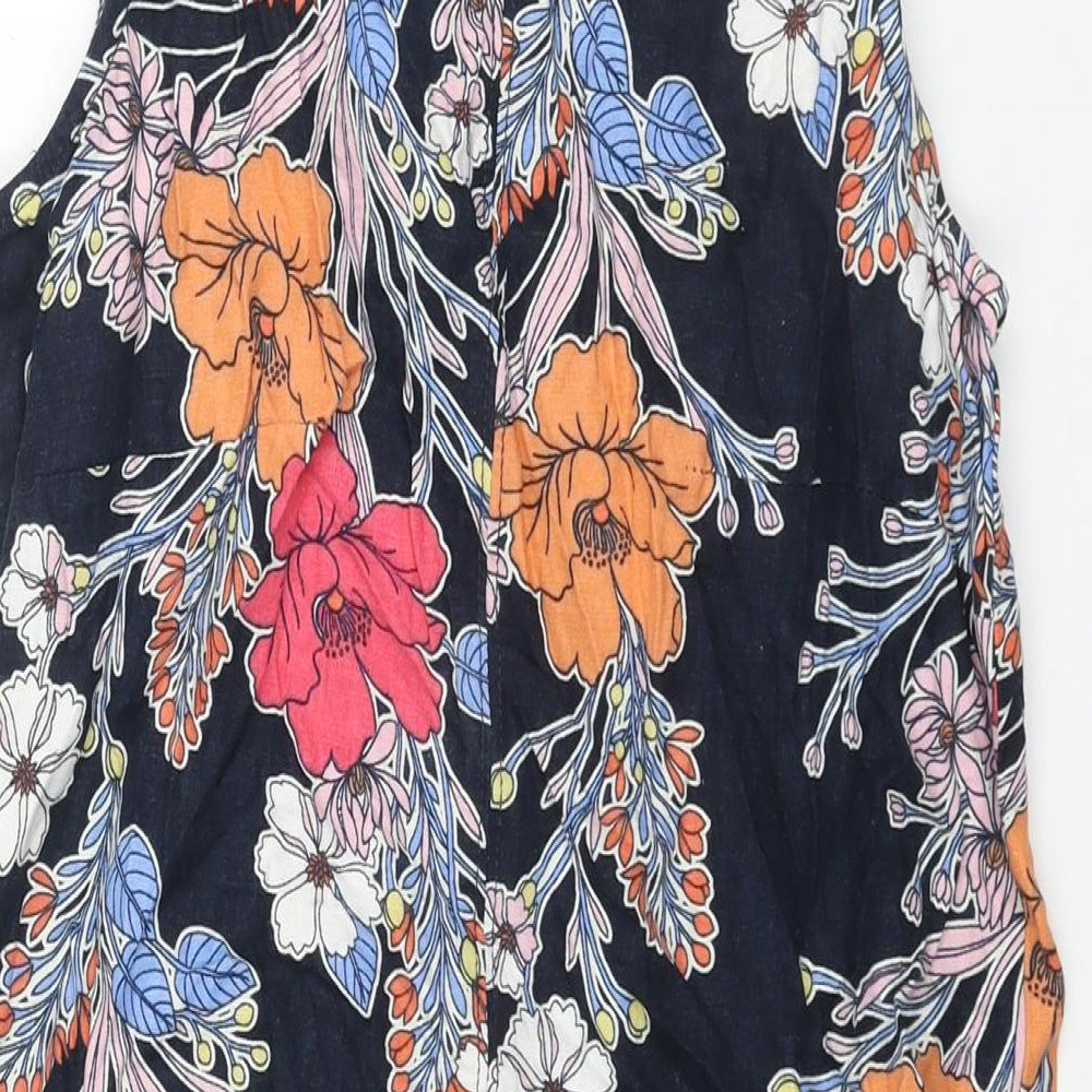 NEXT Womens Multicoloured Floral Linen Shift Size 10 V-Neck Pullover