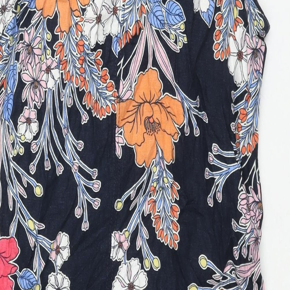 NEXT Womens Multicoloured Floral Linen Shift Size 10 V-Neck Pullover