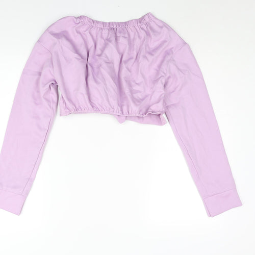 PRETTYLITTLETHING Womens Purple Polyester Cropped Blouse Size 10 V-Neck - Twist Rouched