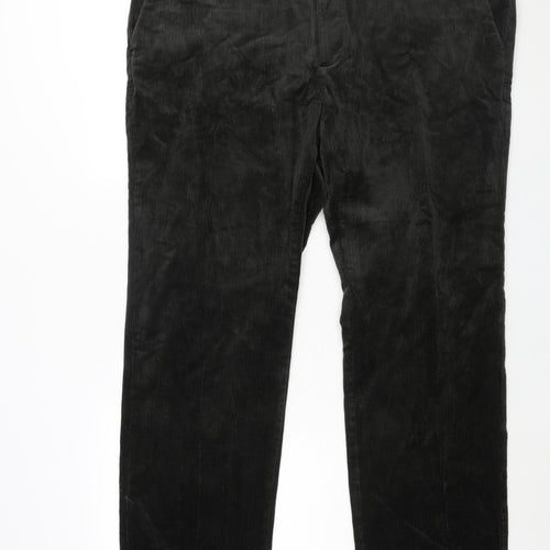 Marks an]d Mens Green Cotton Chino Trousers Size 44 in L33 in Regular Zip