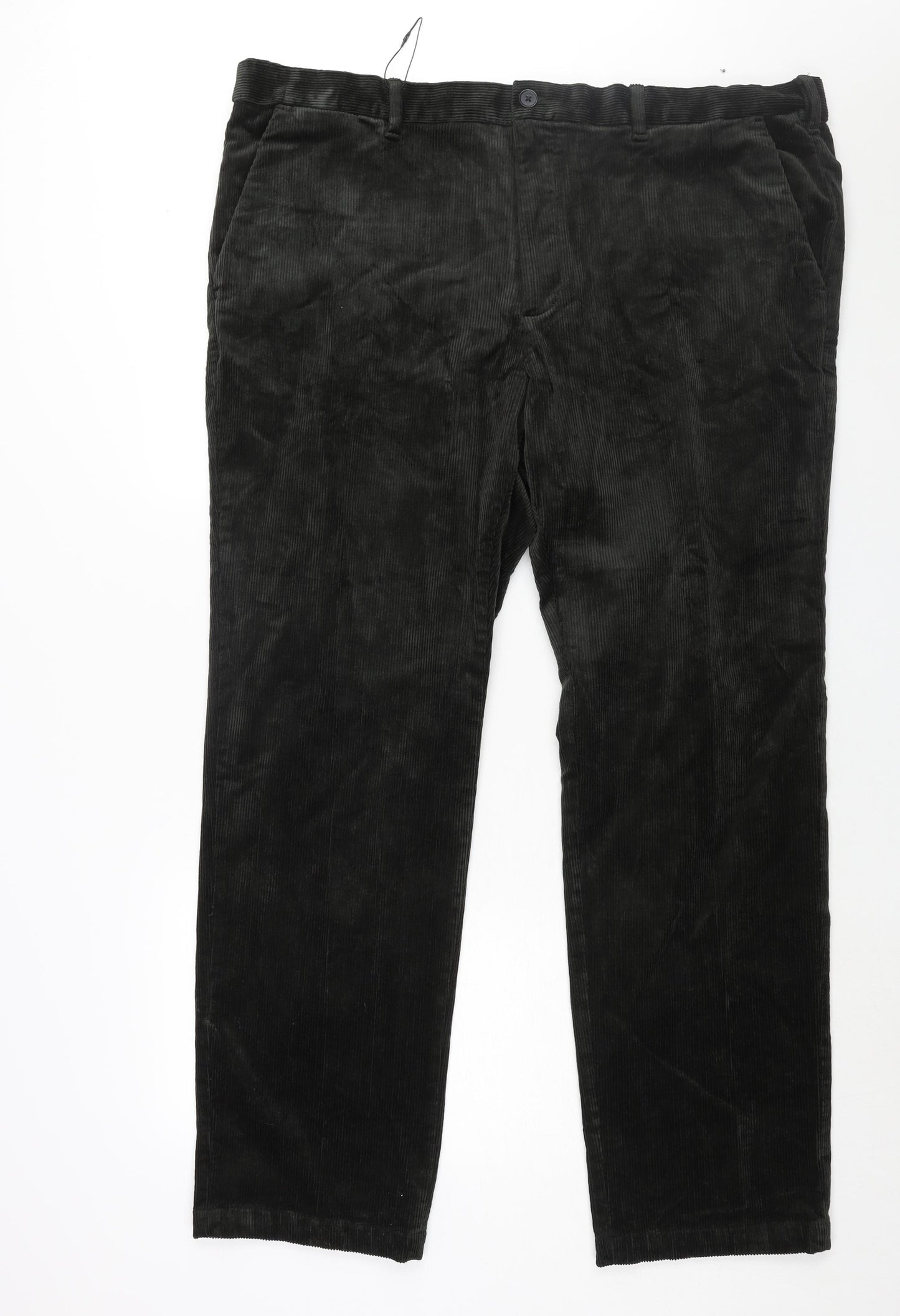 Marks an]d Mens Green Cotton Chino Trousers Size 44 in L33 in Regular Zip