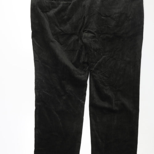 Marks an]d Mens Green Cotton Chino Trousers Size 44 in L33 in Regular Zip
