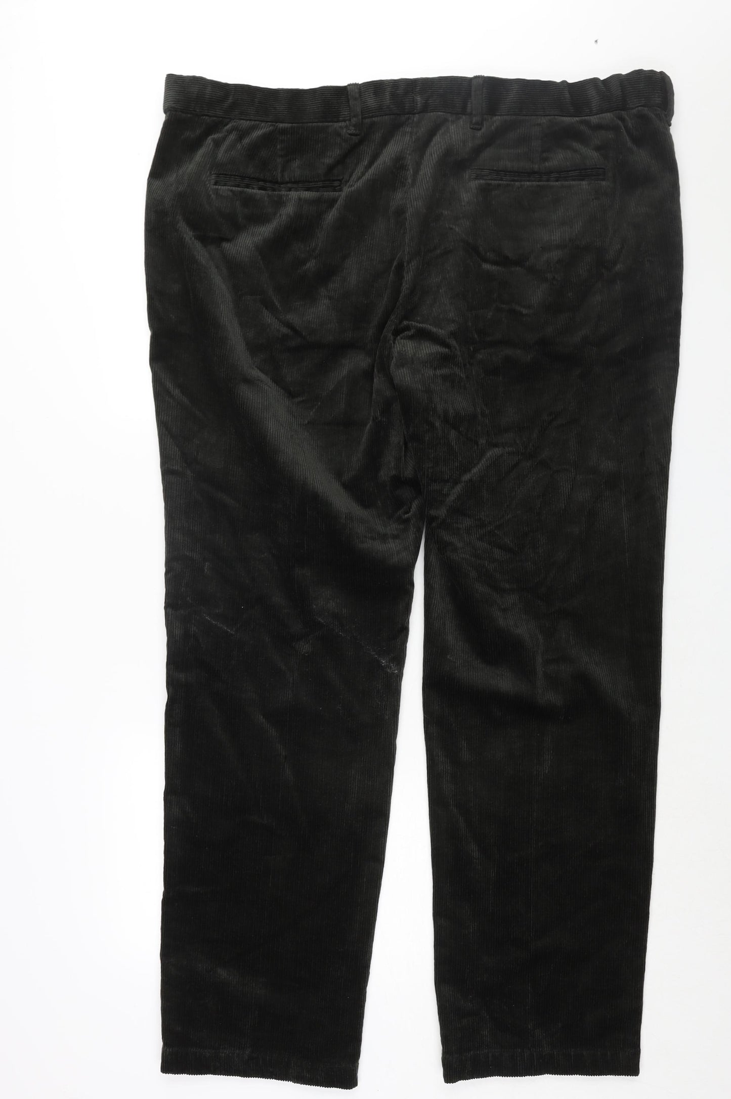 Marks an]d Mens Green Cotton Chino Trousers Size 44 in L33 in Regular Zip