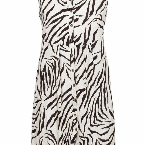 BPC Selection Womens Beige Animal Print Linen Shift Size 20 V-Neck Zip - Tiger Print