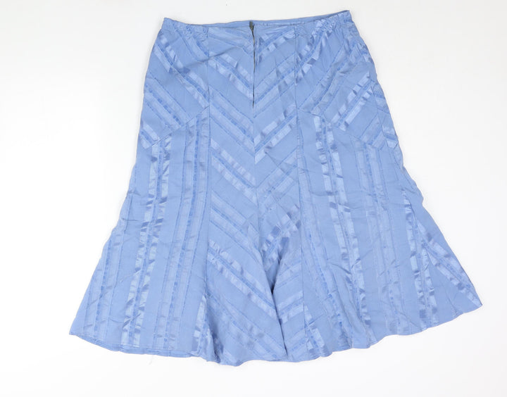 Joanna Hope Womens Blue Striped Polyester Trumpet Skirt Size 32 in Zip