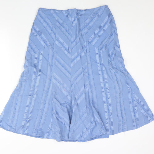 Joanna Hope Womens Blue Striped Polyester Trumpet Skirt Size 32 in Zip