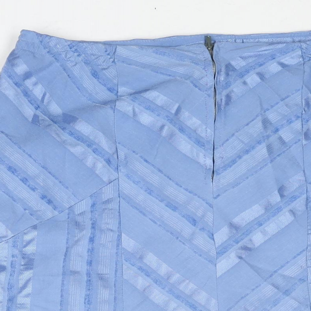 Joanna Hope Womens Blue Striped Polyester Trumpet Skirt Size 32 in Zip