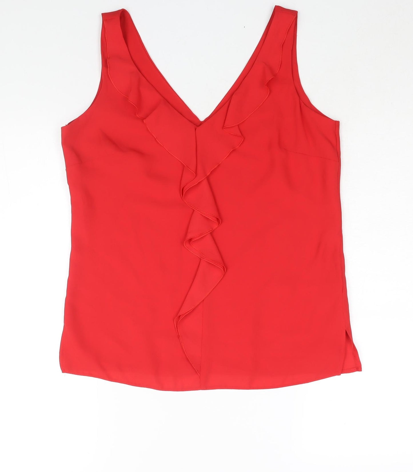 Wallis Womens Red Polyester Camisole Blouse Size 8 V-Neck - Waterfall Frill