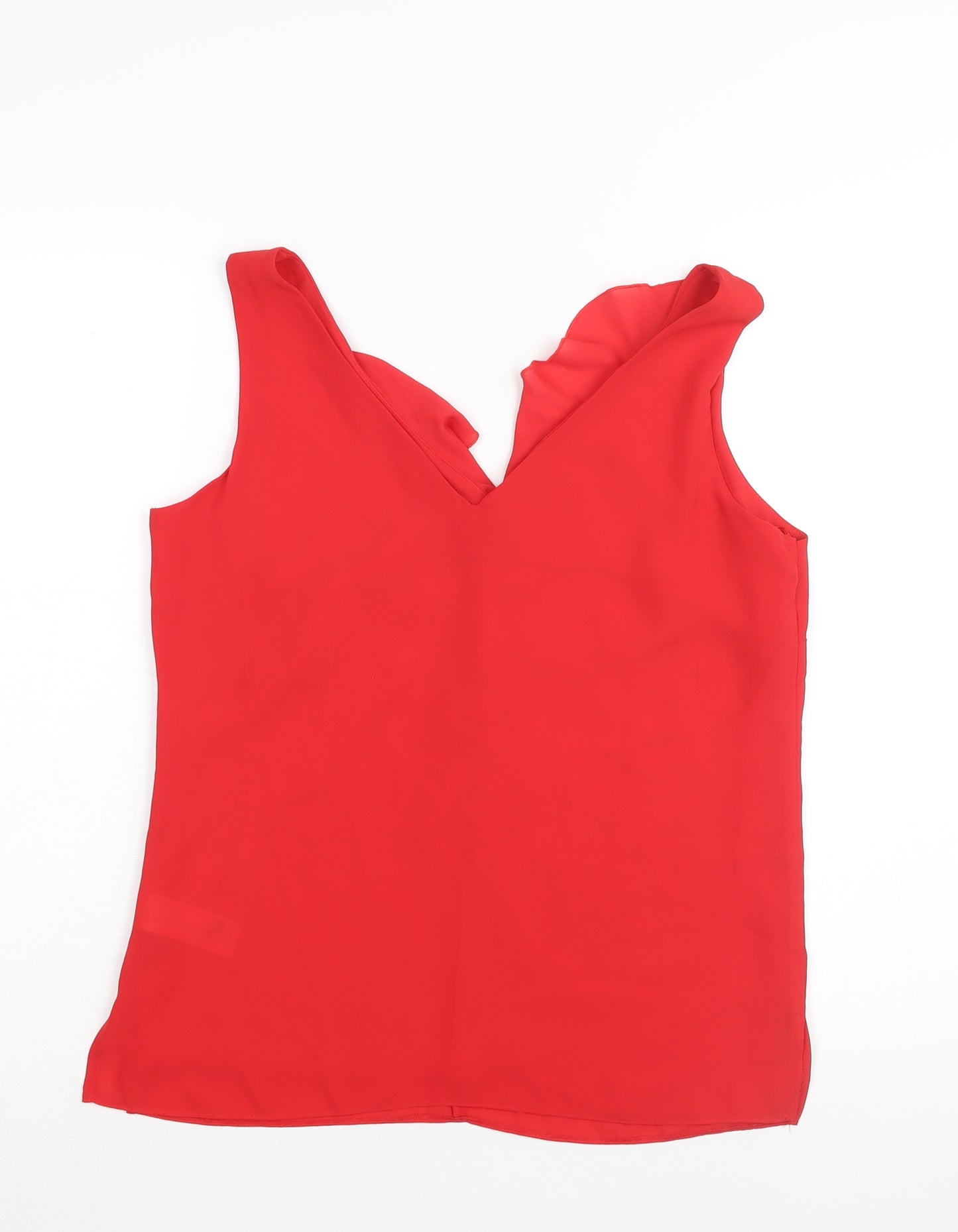 Wallis Womens Red Polyester Camisole Blouse Size 8 V-Neck - Waterfall Frill