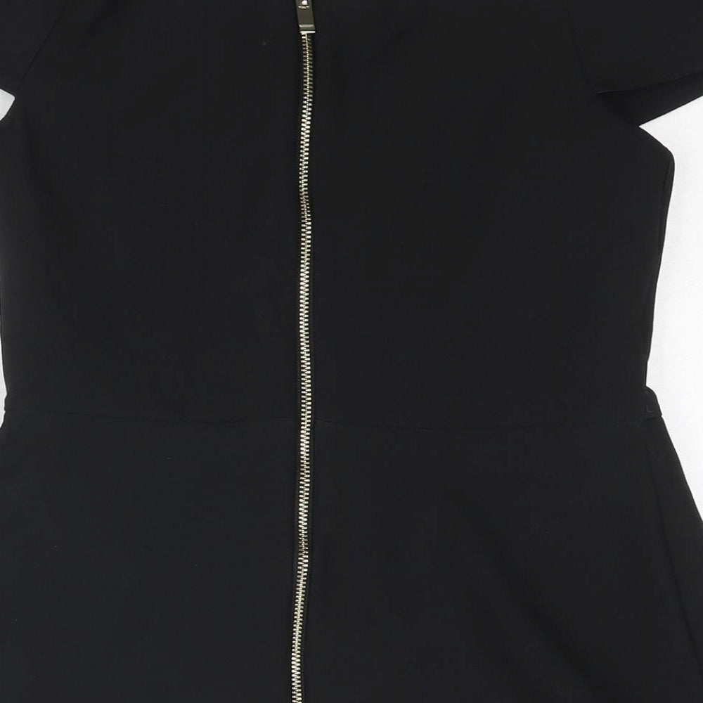 River Island Womens Black Polyester Camisole Blouse Size 10 Off the Shoulder - Peplum Vented