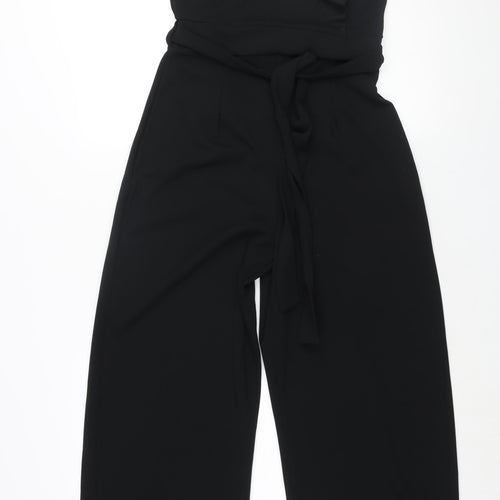 Quiz Womens Black Polyester Jumpsuit One-Piece Size 10 L32 in Pullover - Belted Frill