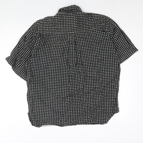 Cut & Dry Mens Black Geometric Cotton Button-Up Size L Collared Button - Vintage