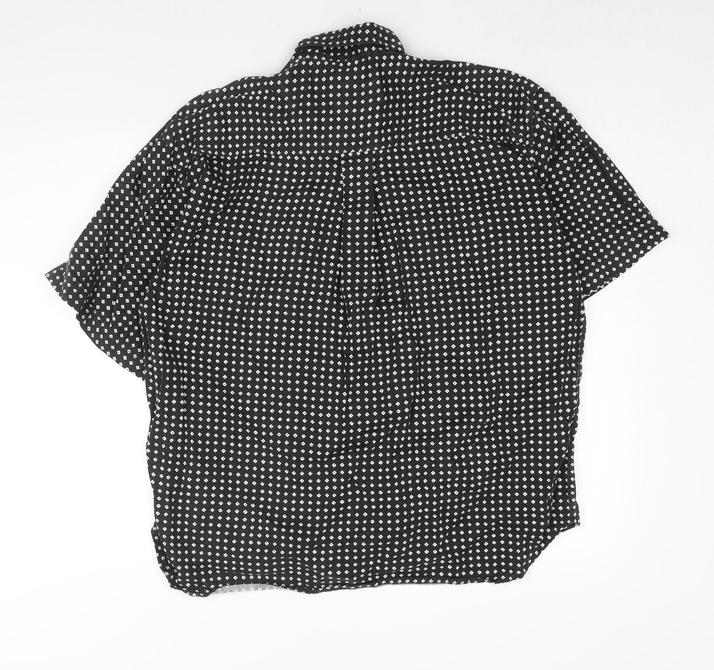 Cut & Dry Mens Black Geometric Cotton Button-Up Size L Collared Button - Vintage