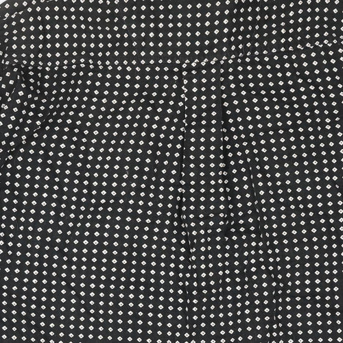 Cut & Dry Mens Black Geometric Cotton Button-Up Size L Collared Button - Vintage