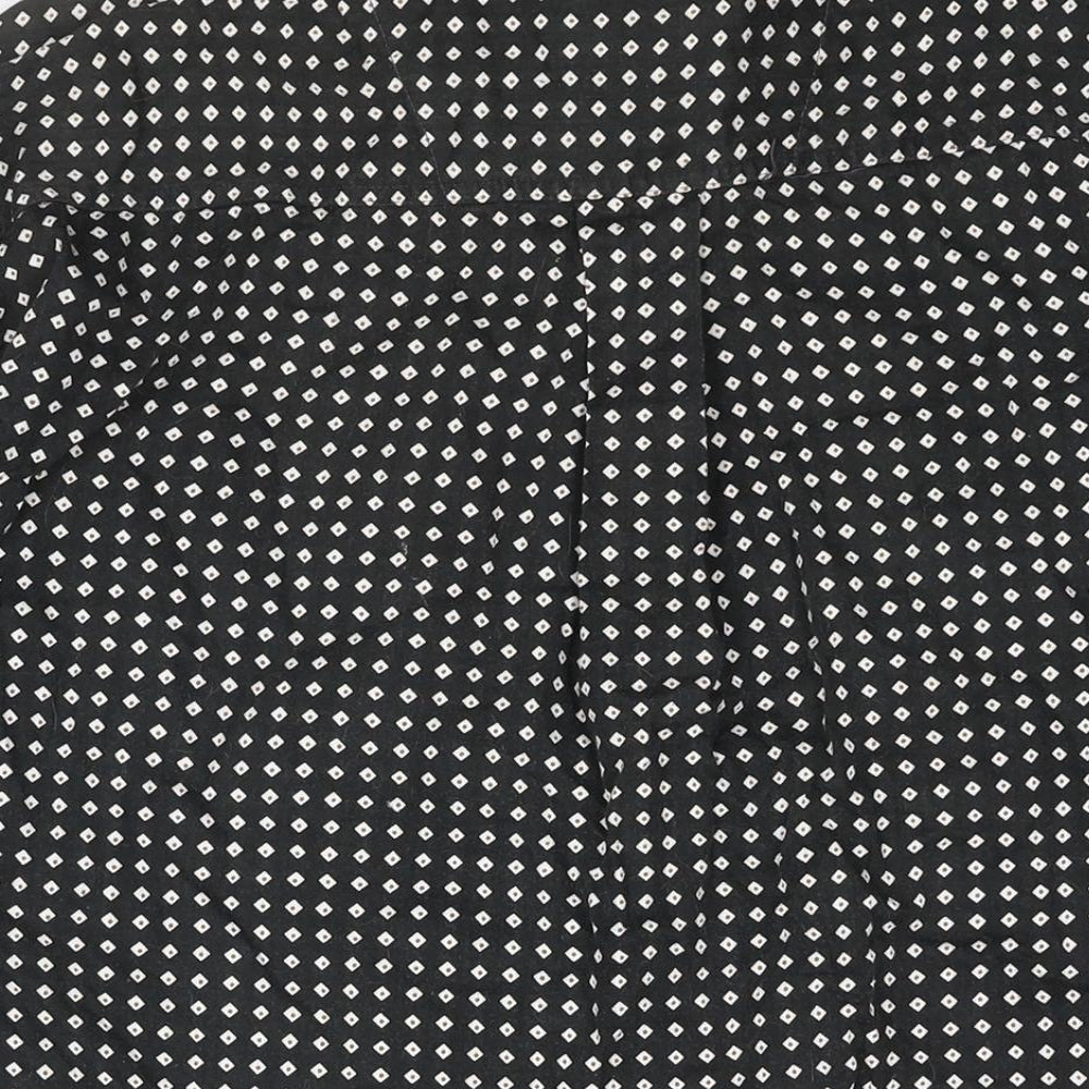 Cut & Dry Mens Black Geometric Cotton Button-Up Size L Collared Button - Vintage