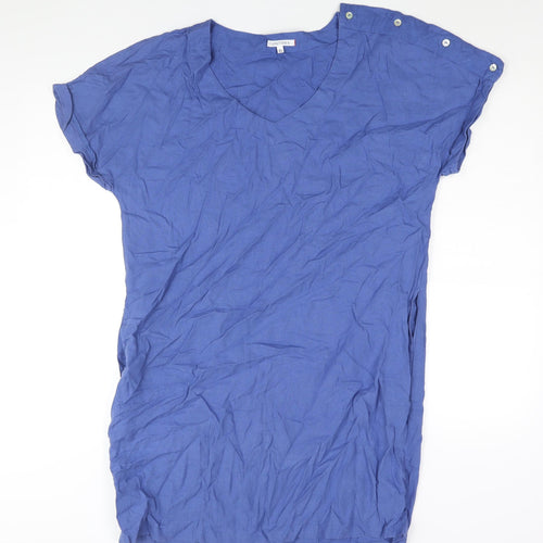 Esprit Womens Blue Linen Shift Size XL V-Neck Button
