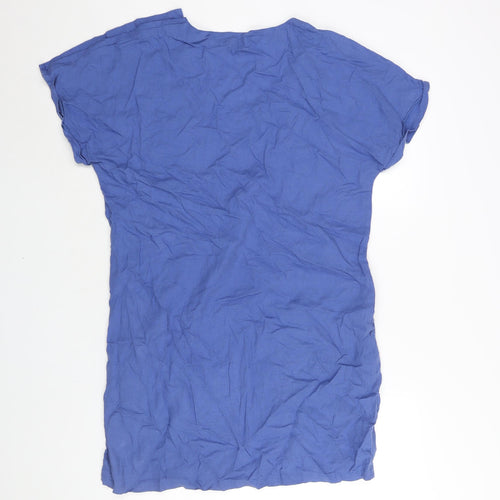 Esprit Womens Blue Linen Shift Size XL V-Neck Button