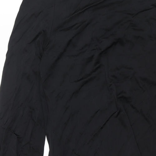 Julien Macdonald Womens Black Polyester Mini Size 12 Scoop Neck Pullover - Rouched Tassle Beading Detail