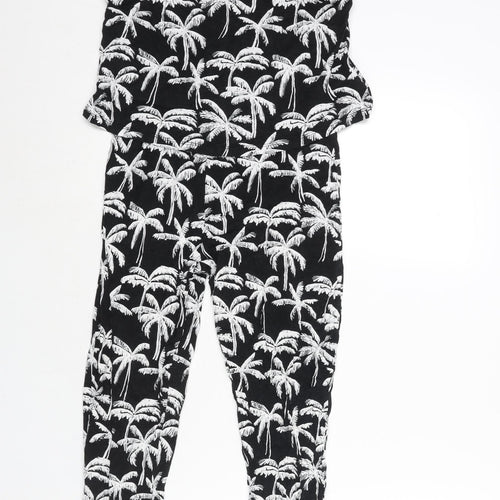 H&M Girls Black Geometric Viscose Jumpsuit One-Piece Size 10-11 Years L19 in Pullover - Palm Tree Print