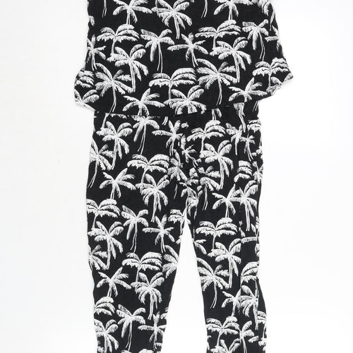 H&M Girls Black Geometric Viscose Jumpsuit One-Piece Size 10-11 Years L19 in Pullover - Palm Tree Print