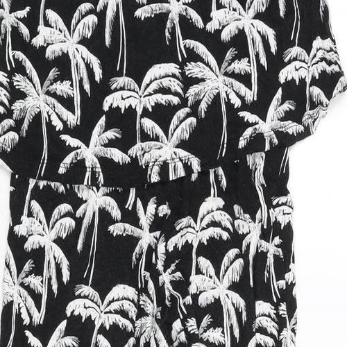 H&M Girls Black Geometric Viscose Jumpsuit One-Piece Size 10-11 Years L19 in Pullover - Palm Tree Print