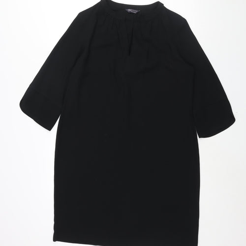 Marks and Spencer Womens Black Polyester Sheath Size 14 V-Neck Pullover