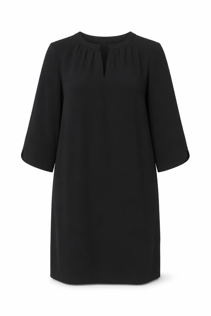 Front view of Marks & Spencer women’s black polyester sheath, size UK 14, v-neck pullover