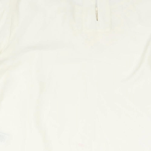 Marks and Spencer Womens Ivory Polyester Basic Blouse Size 10 Round Neck - Lace Detail