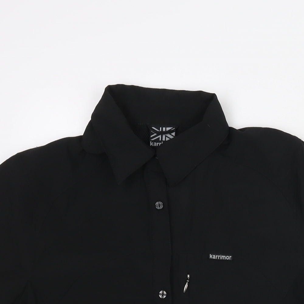 Karrimor Womens Black Polyester Basic Casual Size 14 Collared Button - Logo Zip Pocket