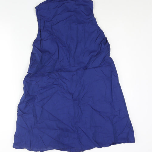Zara Womens Blue Cotton Shirt Dress Size XS Collared Button - Pleated