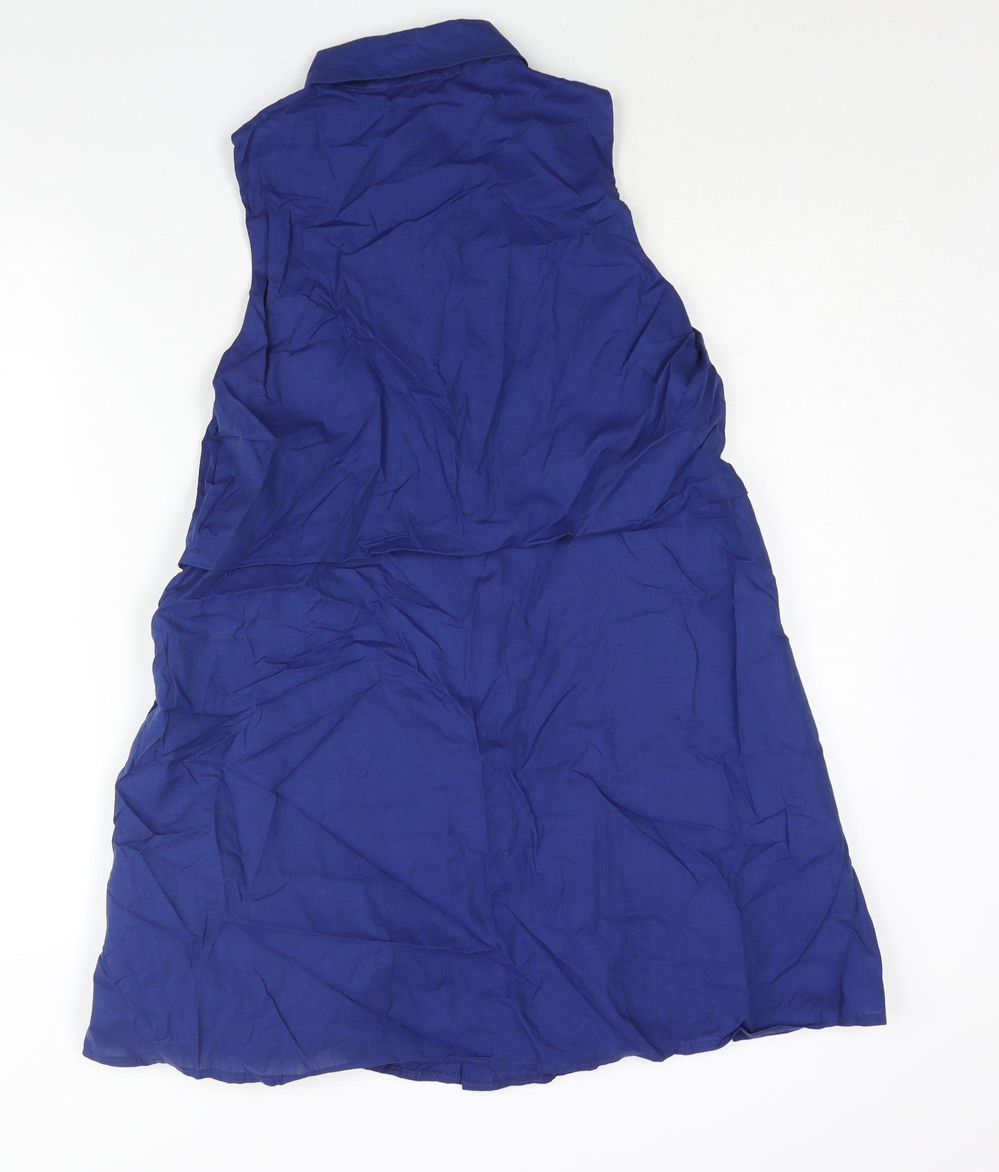 Zara Womens Blue Cotton Shirt Dress Size XS Collared Button - Pleated