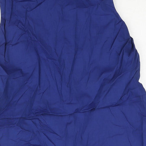 Zara Womens Blue Cotton Shirt Dress Size XS Collared Button - Pleated