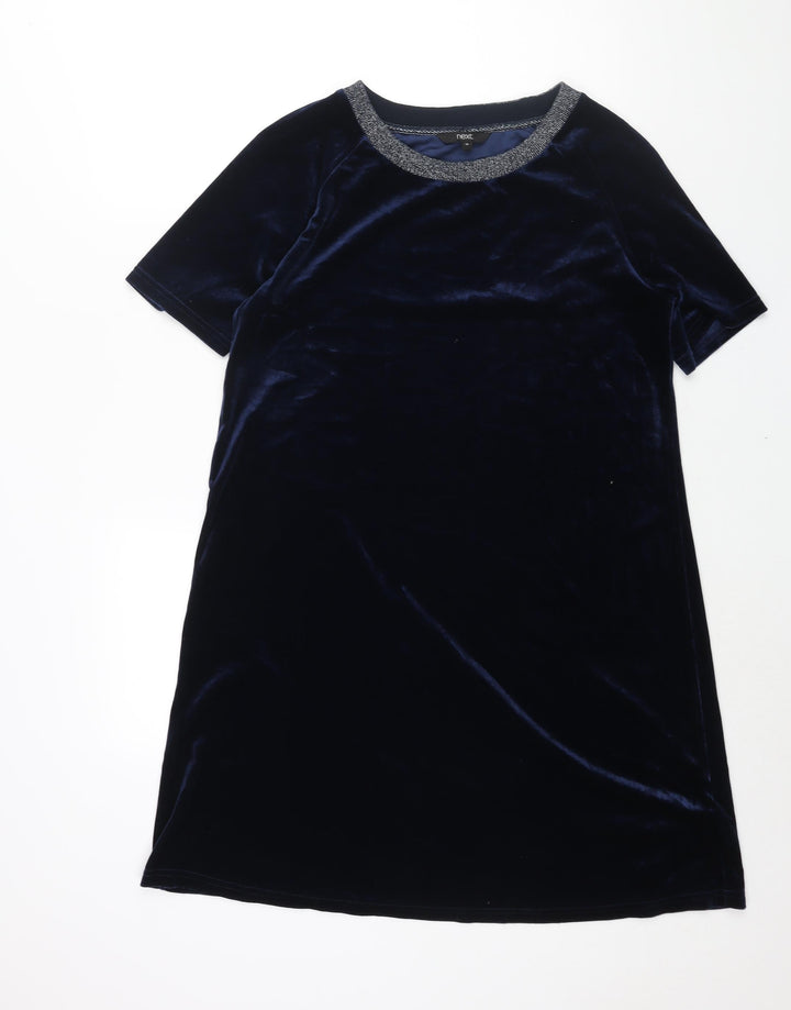 NEXT Womens Blue Polyester Shift Size 10 Crew Neck Pullover
