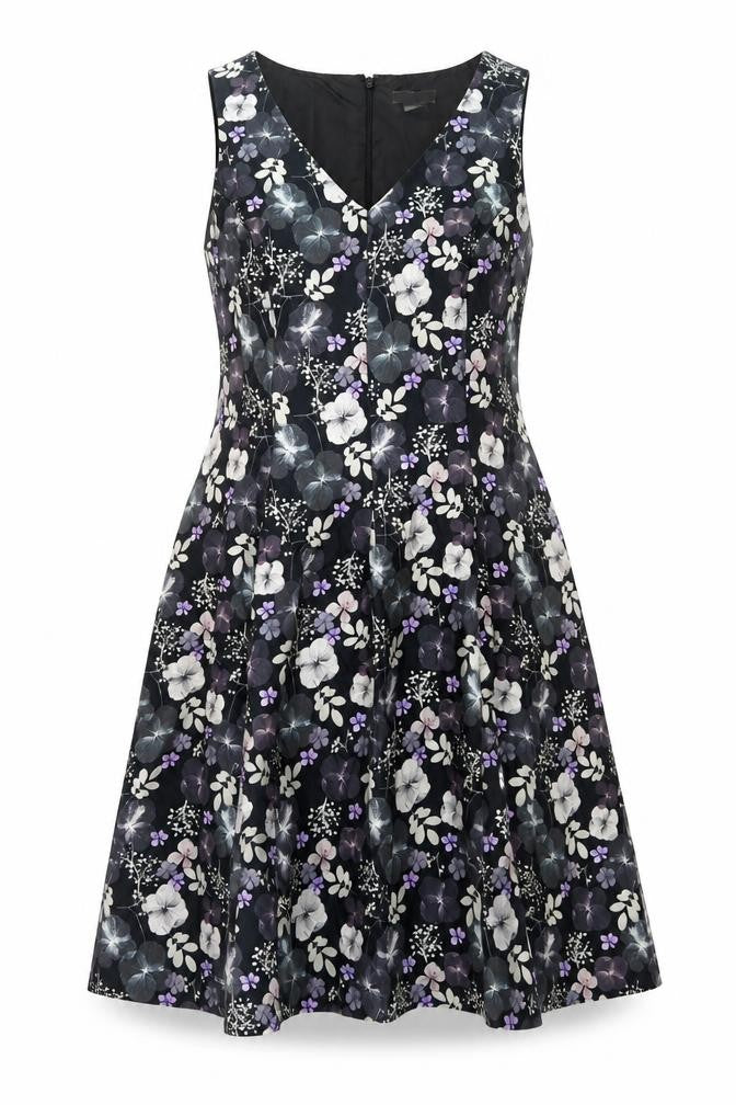 Monsoon Womens Multicoloured Floral Cotton Fit & Flare Size 14 V-Neck Zip