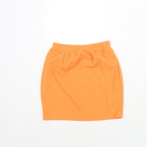 PRETTYLITTLETHING Womens Orange Polyester Mini Skirt Size 6