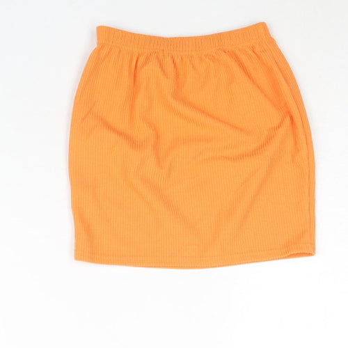PRETTYLITTLETHING Womens Orange Polyester Mini Skirt Size 6
