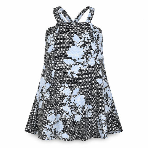 Miss Selfridge Womens Black Geometric Viscose A-Line Size 4 Square Neck Pullover - Floral Print