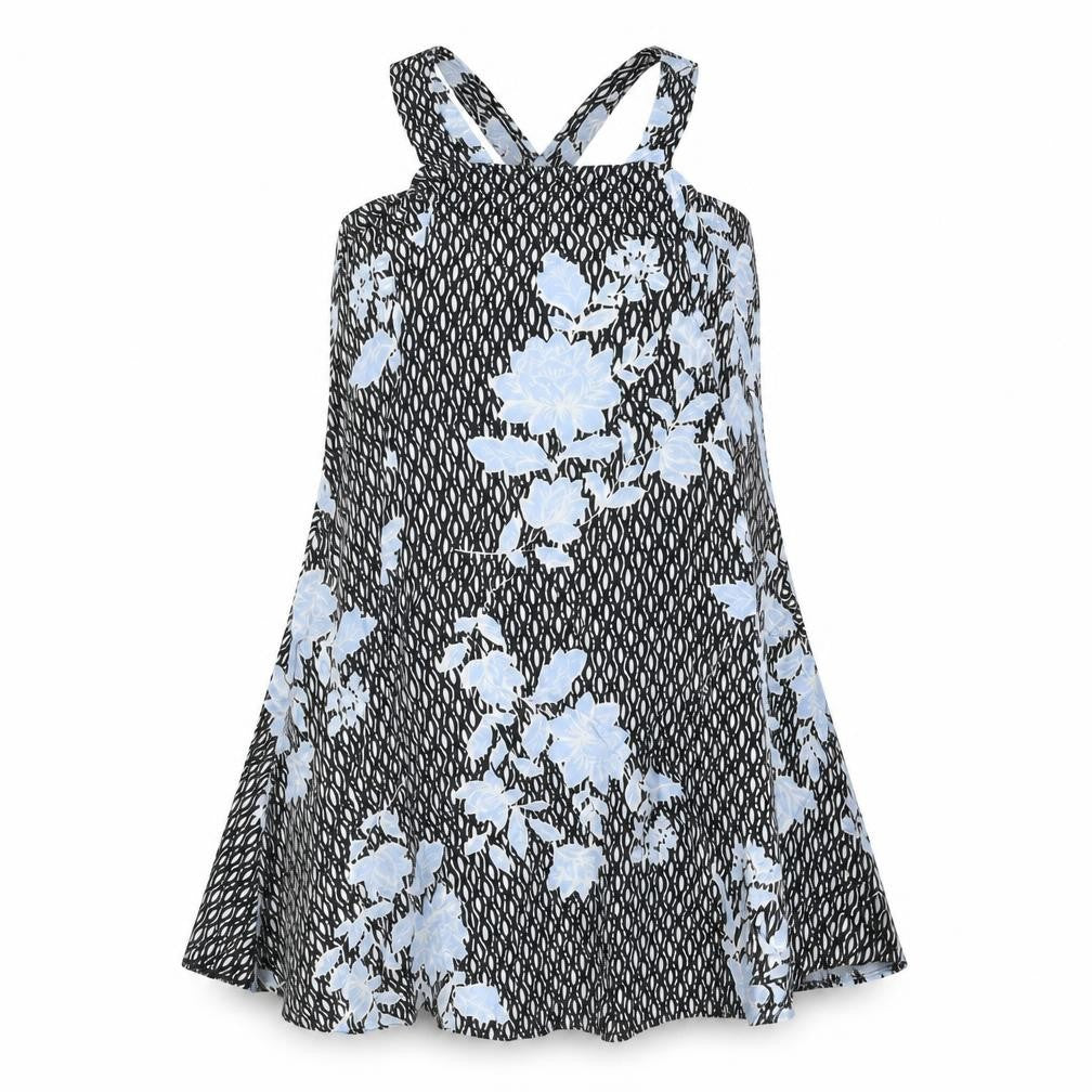 Miss Selfridge Womens Black Geometric Viscose A-Line Size 4 Square Neck Pullover - Floral Print