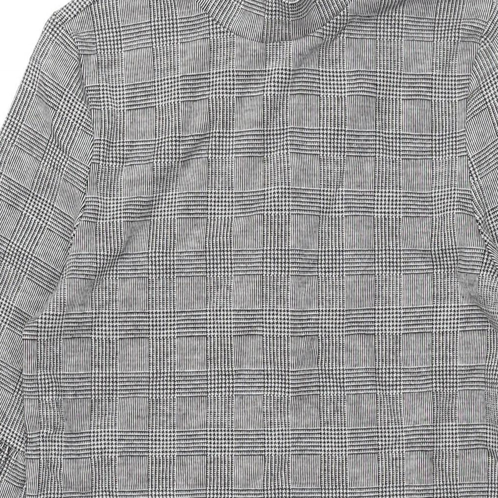 Marks and Womens Black Check Polyester Shift Size 10 Mock Neck Zip - Frill