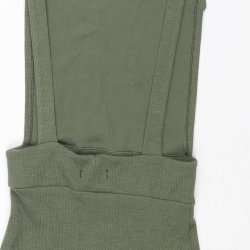 I SAW IT FIRST Womens Green Polyester Pinafore/Dungaree Dress Size 10 Square Neck Button - Backless