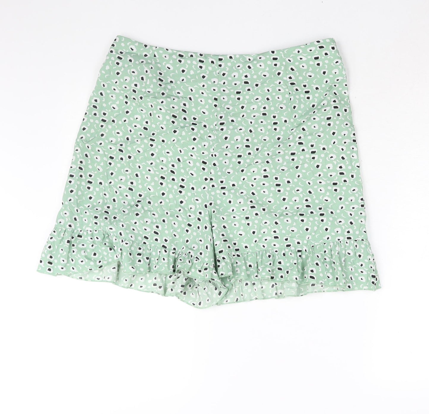 Boohoo Womens Green Geometric Polyester Basic Shorts Size 16 L5 in Regular Zip - Frill