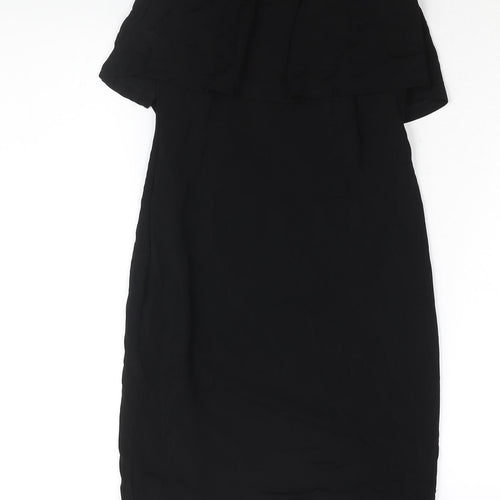 Warehouse Womens Black Viscose Bodycon Size 8 Square Neck Pullover