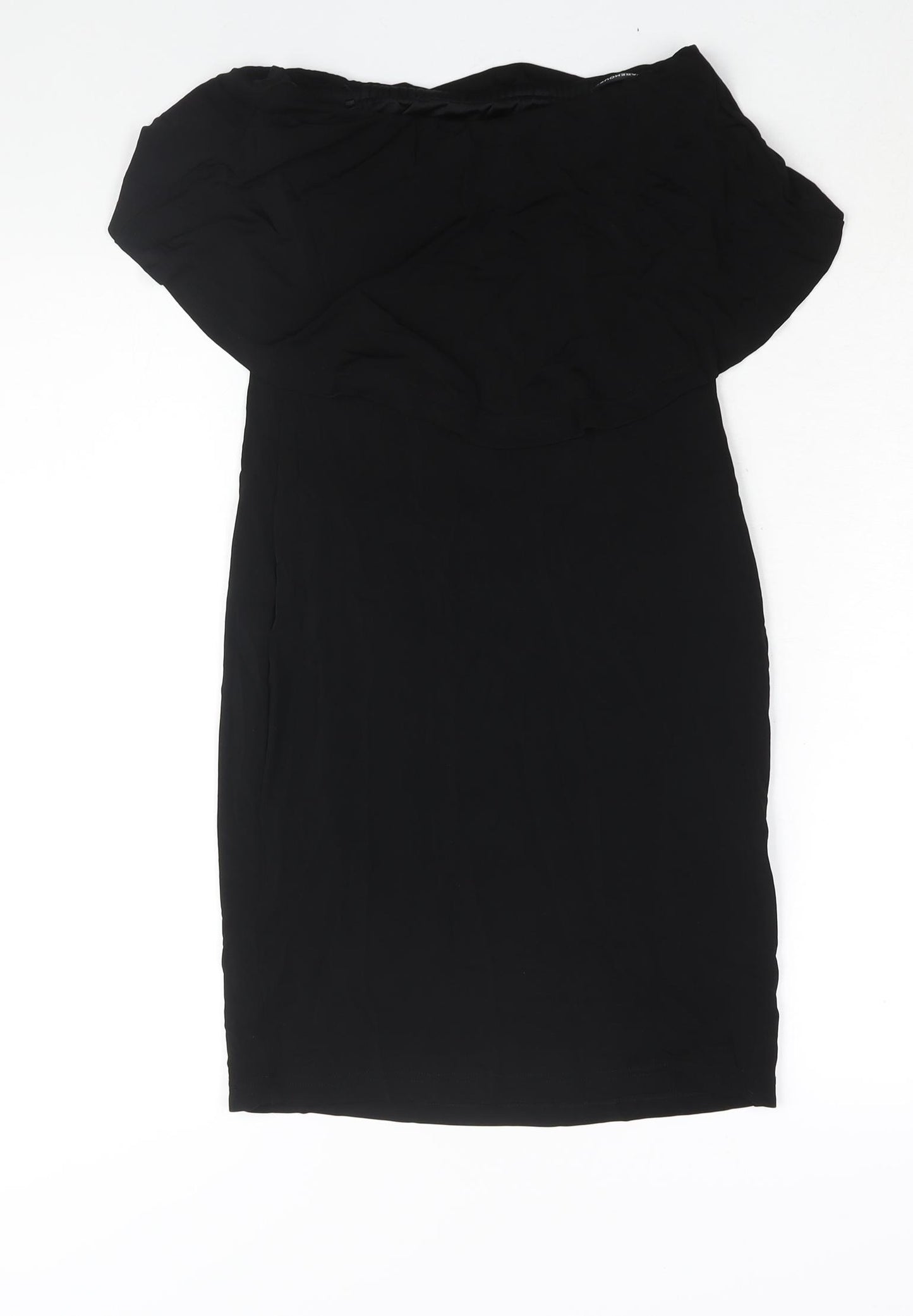 Warehouse Womens Black Viscose Bodycon Size 8 Square Neck Pullover