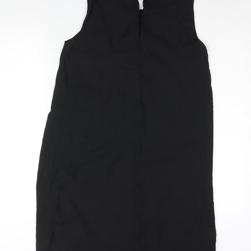H&M Womens Black Polyester Shift Size 10 Round Neck Hook & Eye - Beaded Neckline