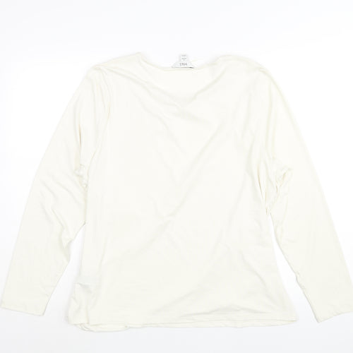 Marks and Spencer Womens Ivory Polyester Basic Blouse Size 20 Round Neck - Rouched