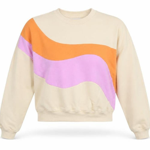 H&M Girls Beige Geometric Cotton Pullover Sweatshirt Size 10-11 Years Pullover - 10-12 Years