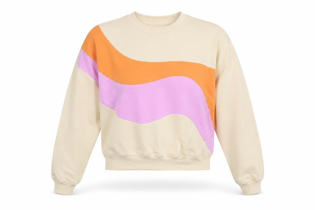 H&M Girls Beige Geometric Cotton Pullover Sweatshirt Size 10-11 Years Pullover - 10-12 Years