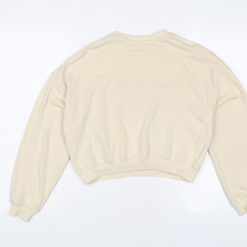 H&M Girls Beige Geometric Cotton Pullover Sweatshirt Size 10-11 Years Pullover - 10-12 Years